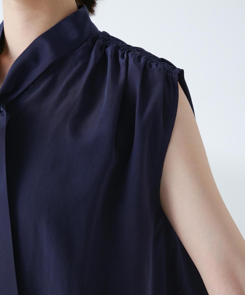 Nano Universe Shoulder Gathered Bowtie Size Blouse, S, Off-White