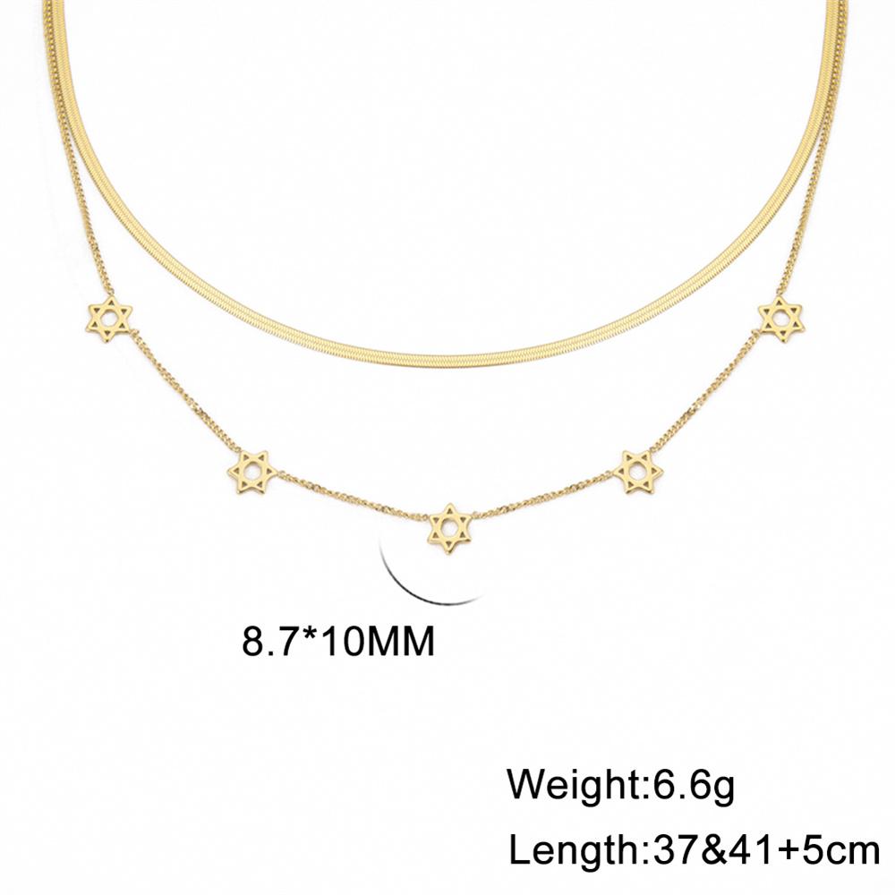Israel Star of David Necklace Stainless Steel Hexagram Choker Necklace for Women Double Layer Chain Pendant Je Trend Jewelry