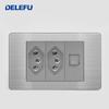 DELEFU Brazilian Model 118 Type 10A/20A Stainless Steel Grey Durable PC USB Socket with Type-C 20W Fast Charging
