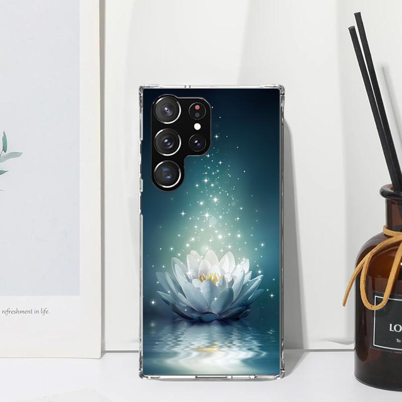 Lotus Blue White Flowers Phone Case For Samsung Galaxy S26 S25 Edge S24 FE S23 S22 Ultra S21 Plus S20 + Art Fundas Back Cover Ga