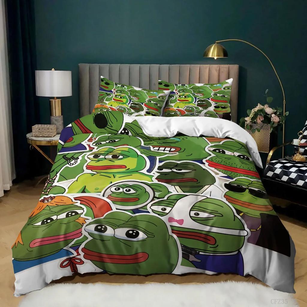 Comforter Frog Bedding Set King Size Funny Frog Tropical Amphibian Duvet Set For Kid 3D Tropical Nature Animal For Home Decor