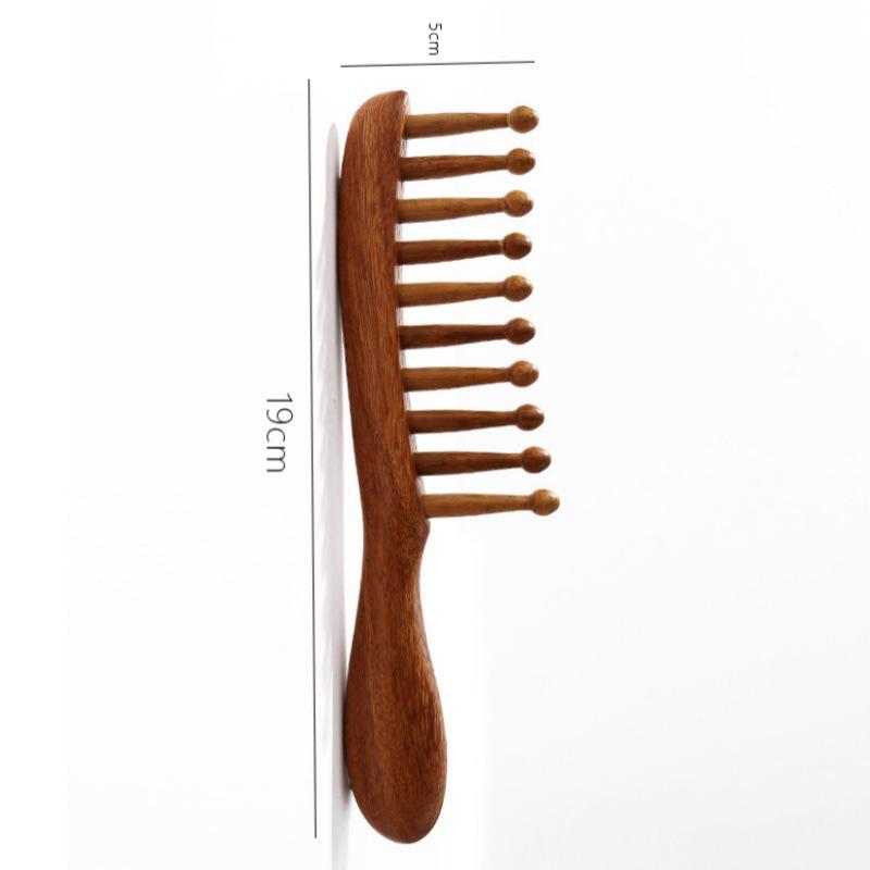 Golden Sandalwood Massage Comb 4-in-1: Meridian Comb, Gua Sha Tool, Scalp Massager.