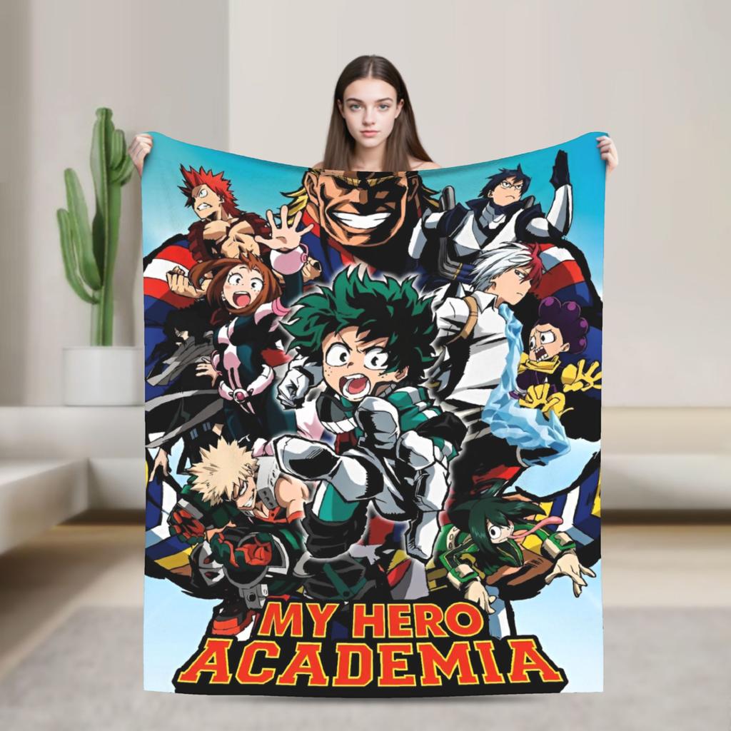 Deka My Hero Academia Anime Fleece Vtipná Prodyšná Přehozovádeka na Postel Pohovku Jaro Podzim