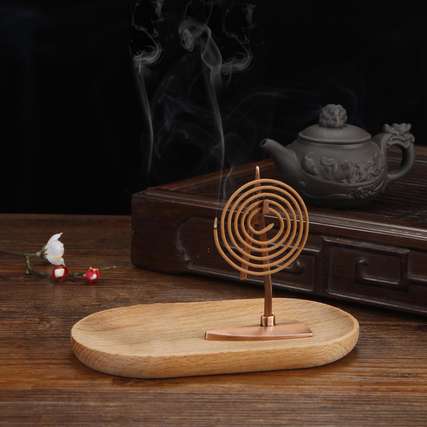 Retro Metal Incense Holder Coil Aromatherapy Incense Burner Wooden Mosquito Incense Tray Aromatherapy Home Art Decoration