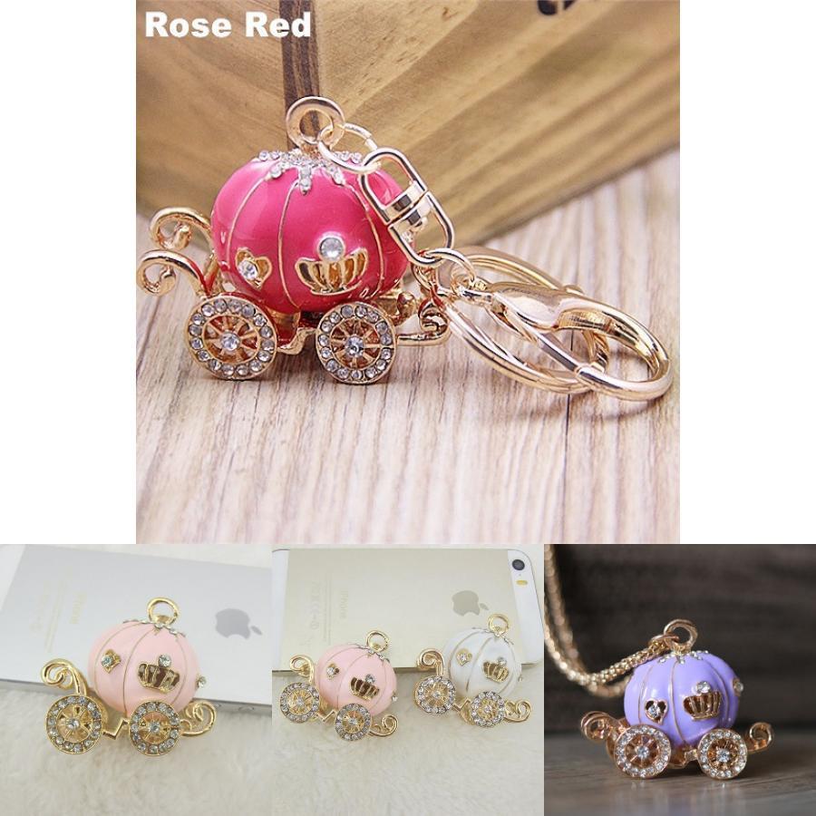 Elegant Key Chain Pumpkin Carriage Car Key Crystal Pendant Perfect For New Year Love