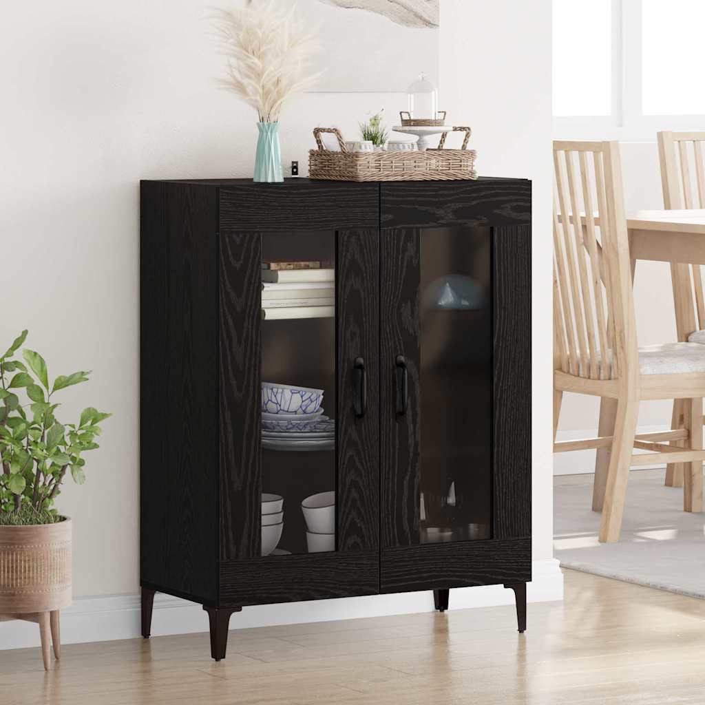 Sideboard In Black Oak Look 69.5 X 34 X 90 Cm