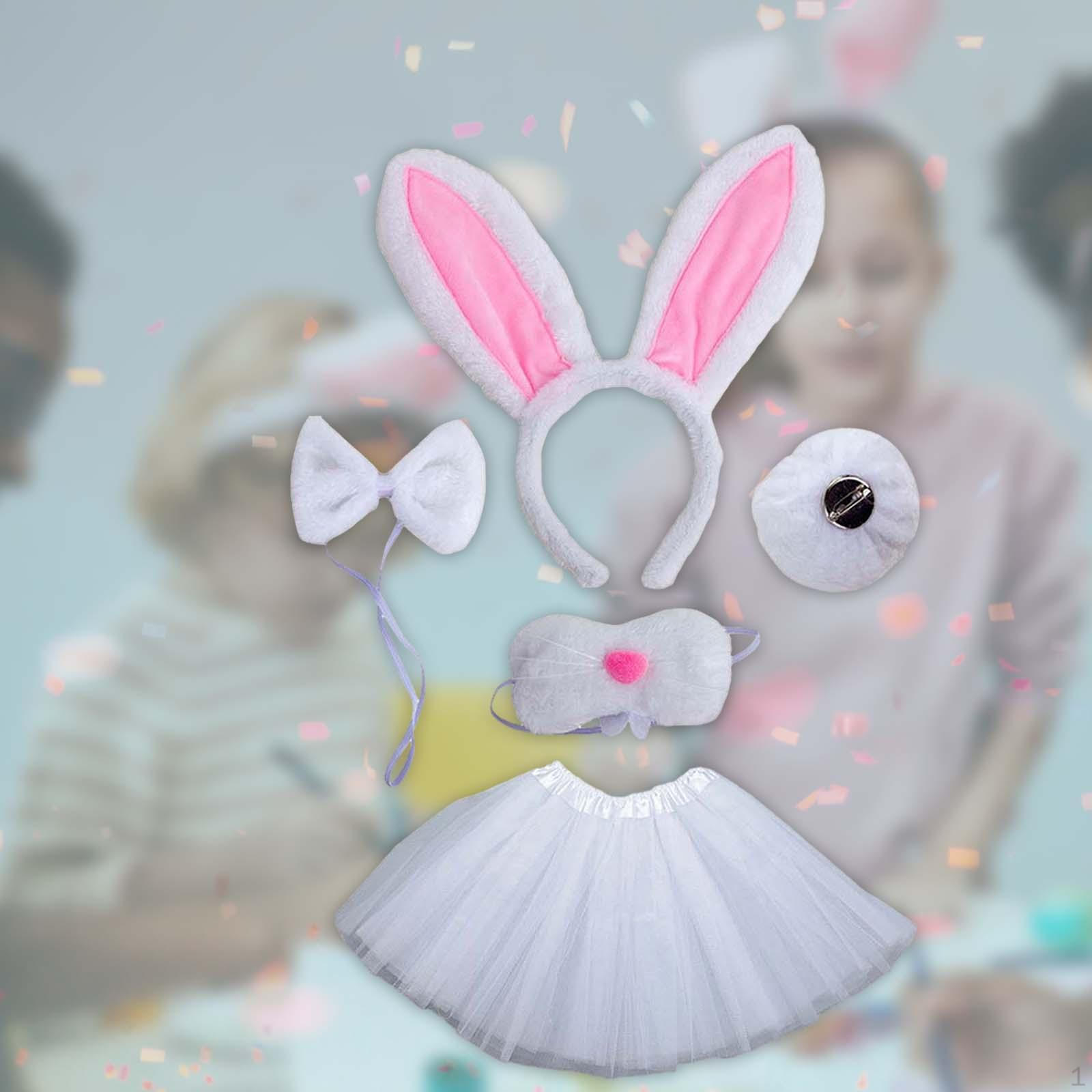 

Костюм животного кролика с ушками, повязка на голову, косплей, повязка для волос, головной убор, современный реквизит, годовое выступление White 5pcs