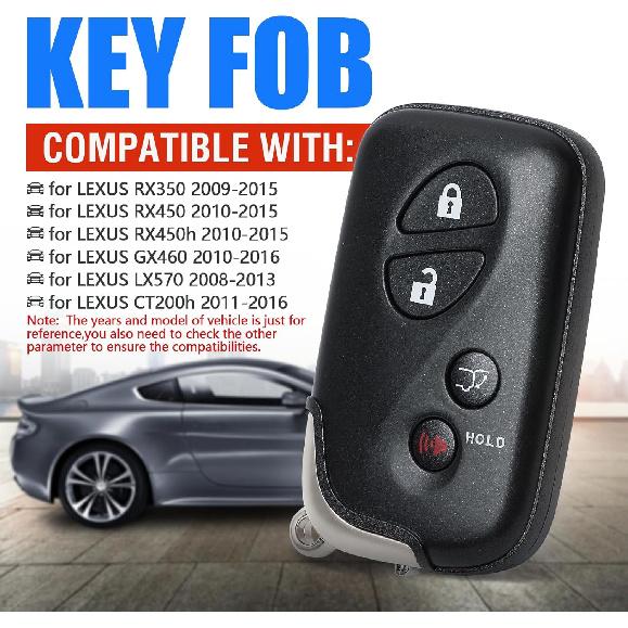 Smart Key Fob Transmitter Keyless Entry Remote Replacement for Lexus RX350/RX450/GX460/LX570/CT200h 2009-2015 271451-5290GNE Board FCC:HYQ14ACX