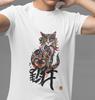 Japanese Cat T-Shirt: Kawaii Kanji Graphic, Multicolored Kitty