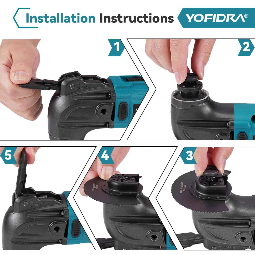 Yofidra 800W Brushless Oscillating Multifunctional Tool 6 Gears Cordless Electric Renovator Home Decoration Trimmer  For Makita 18v Battery