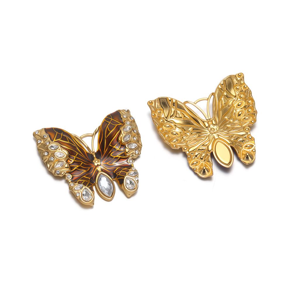 

2Pcs Stainless Steel Enamel Zircon Butterfly Charms for DIY Jewelry Necklace Pendants Findings Earrings Making Accessories