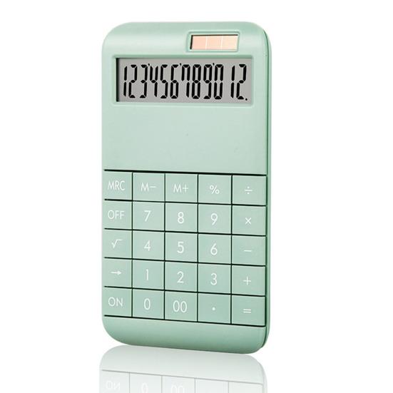12-Digit Desktop Calculator with Removable Keycaps Solar Battery Dual Power Supply Modern