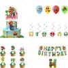 Mario Theme Party Decorations Set Flags, Cake Toppers, Balloons, And Spirals For An Amazing Party Atmosphere!