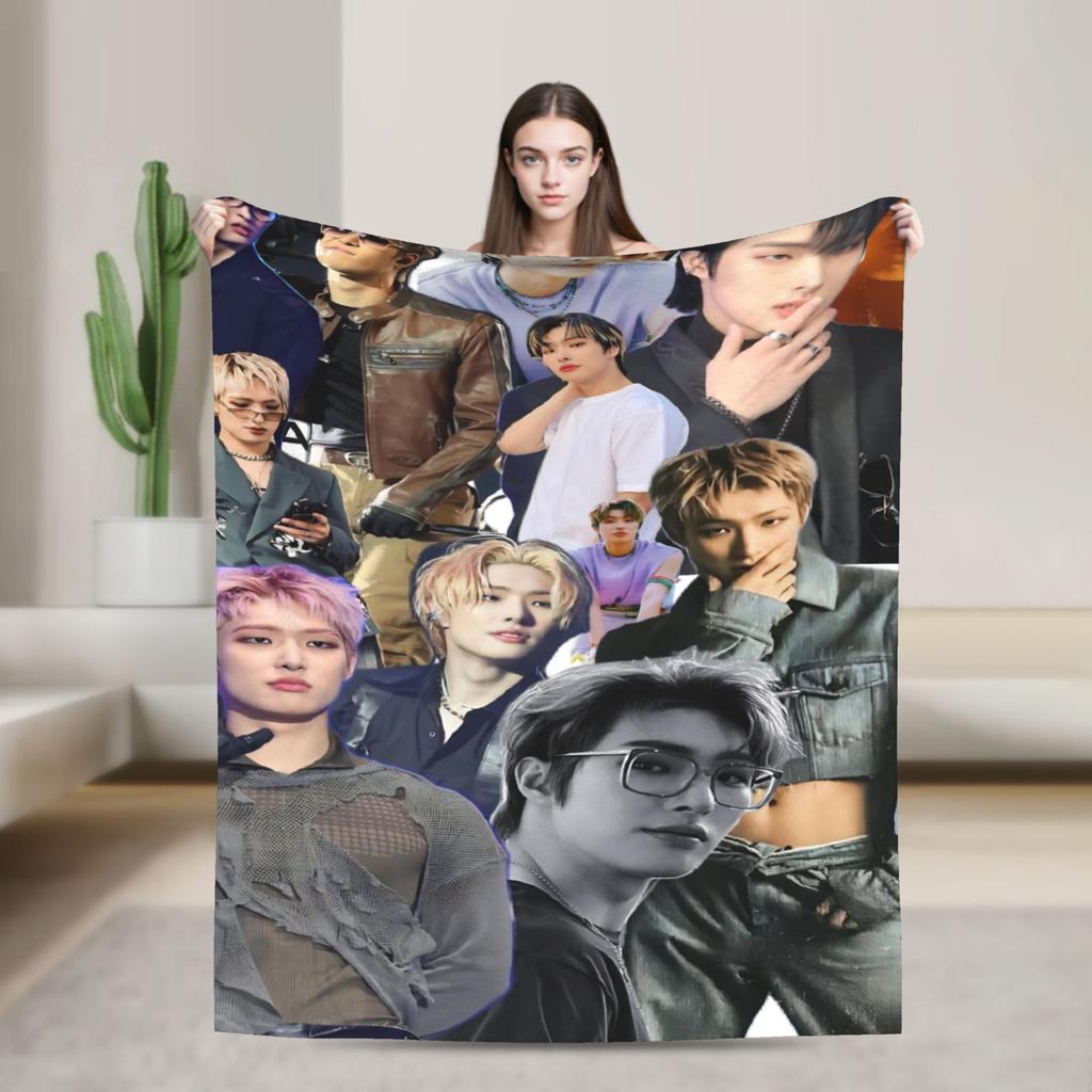 Seonghwa Kpop Ateez Band Plush Blanket Child Flannel Throw Blanket For Outdoor Warm Soft Custom Quality Bedspread Gift