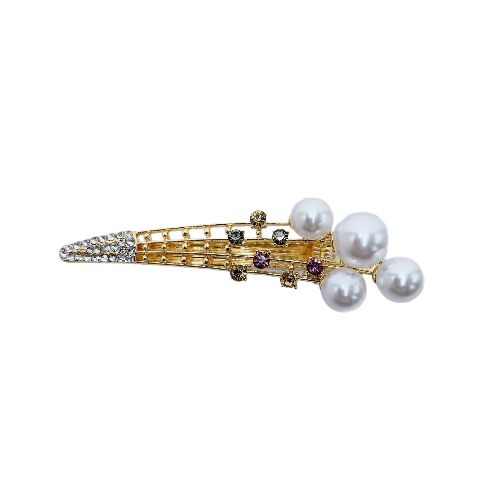 Pearl Rhinestone Duckbill Clip - Korean Style Bangs Hair Accessory