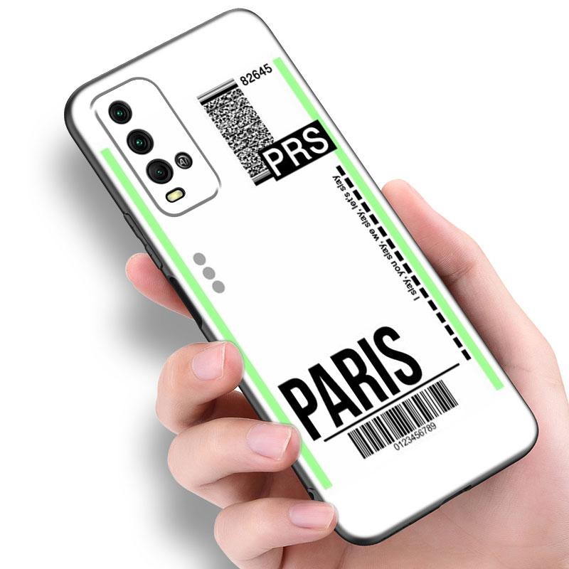 Travel Ticket Label Paris Phone Case For Xiaomi Redmi Note 5 6 9T K20 K40 K50 Pro 7A 8A 9A 9C 9i 10A 10C A1 S2 TPU Black Cover