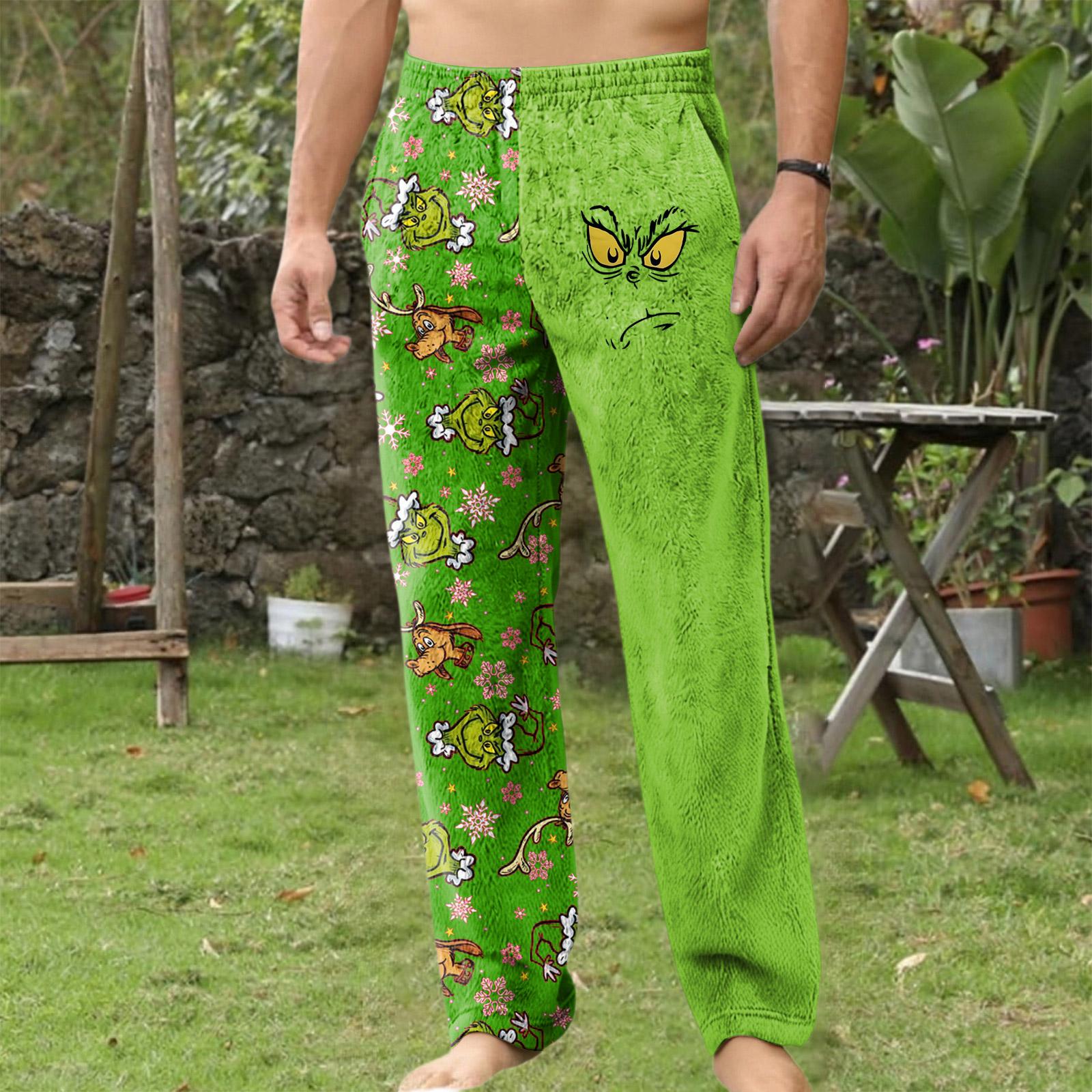 

Мужские домашние брюки с принтом по всей поверхности, пижамные брюки для сна, длинные брюки, пижамные брюки L армия зеленый