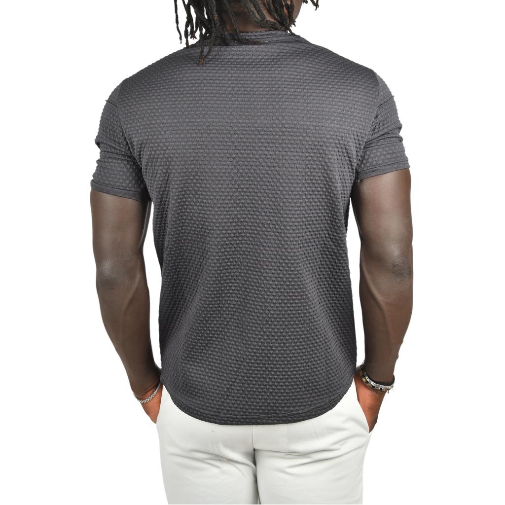 DeepSEA Front Pleated Embossed Dot Patterned Waffle Fabric T-Shirt 2403207