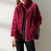 Cappotto Invernale da Donna in Pile Corallo Doppio Caldo Collo Alto Cappotto Lungo Casual alla Moda da Donna con Cerniera Maniche Lunghe