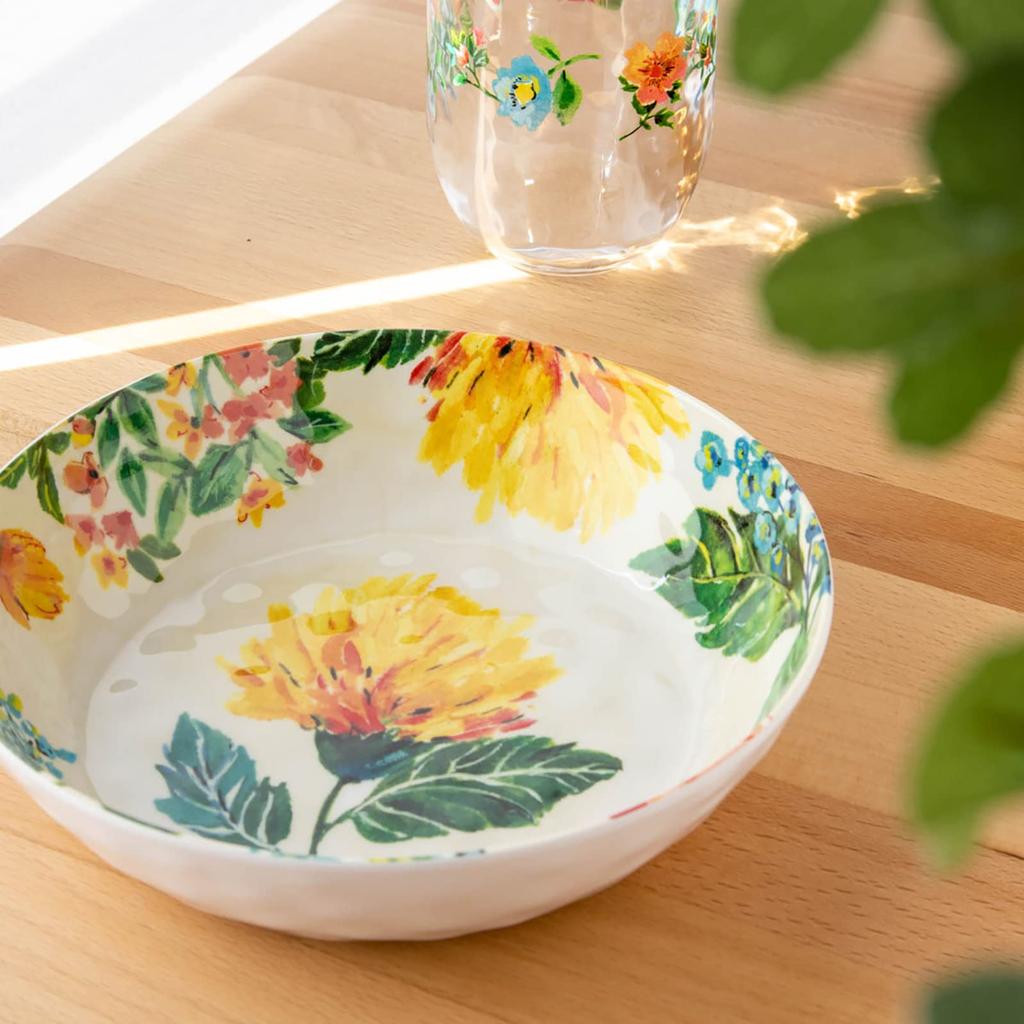 Abode Homewares Design [Etyczna, Nietłukąca, Bez BPA Zastawa Stołowa] Miska Ogrodowa w Kwiaty, Talerz, Miska do Serwowania, Miseczka na Płatki, Ok.. Średnica 20 cm,