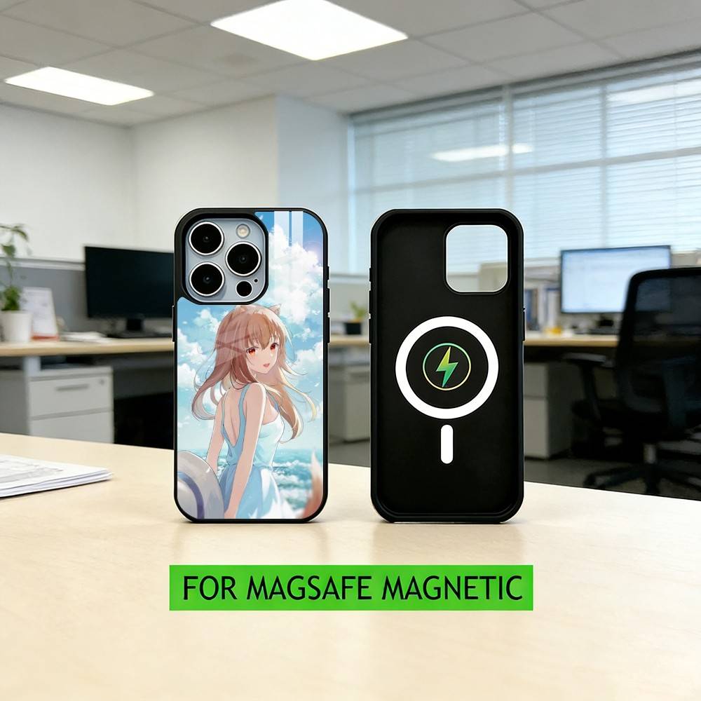 S-Spice and Wolf Anime Phone Case For iPhone17,16,15,14,13,12,11 Plus,Pro Magnetic with Magsafe Wireless Charging