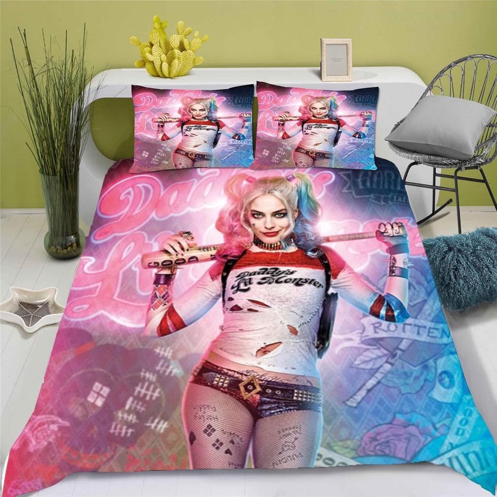 H-Harleys Q-Quinns Joker Duvet Cover Pillowcase Bedding Set Adult Boy Girl Bedroom Decoration Children Single Double Large Size