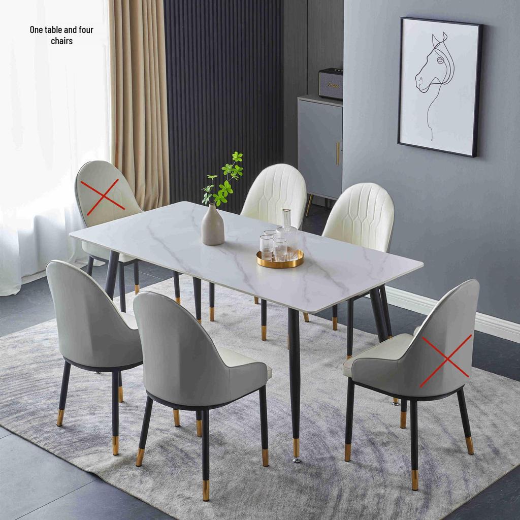 Modern Minimalist Italian Rock Slab Dining Table Set for Small Apartments