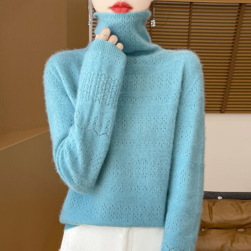 Dame Cashmere Sweater Qinghe Cashmere 30% Cashmere 70% Uld Efterår og Vinter Pullover Varm og Moderigtig
