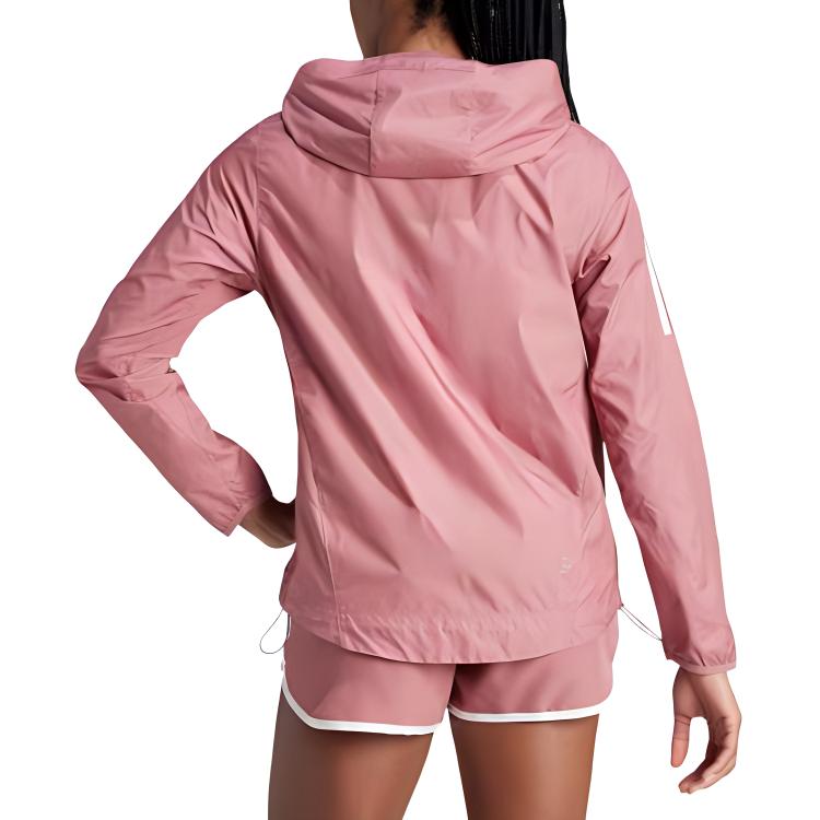 adidas Own The Run Jacket Reflective Stripe Windbreaker Hooded Zip Long Sleeve Jacket Women Jacket Deep-Red IM5403