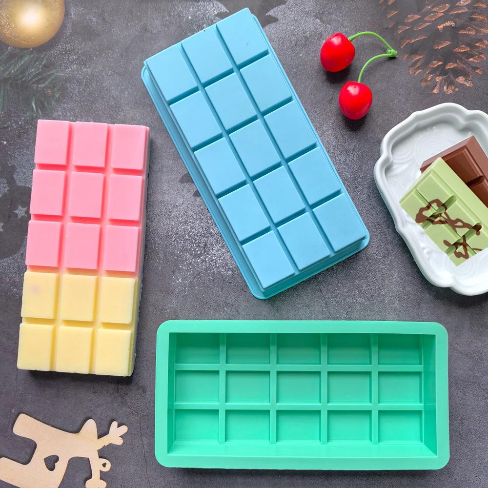 1pc 15 Grid Full Page Chocolate Bar Mold Silicone Dubai Pistachio Chocolate Bar Thick Mold for Filling Bar Baking Mold Ice Cube