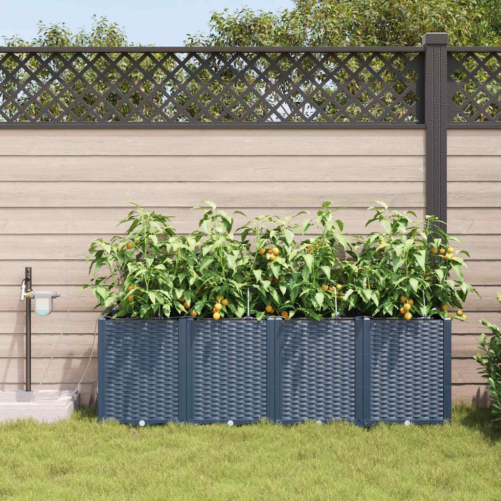 Garden Planter 4 pcs Grey 160 x 40 x 52 cm Plastic