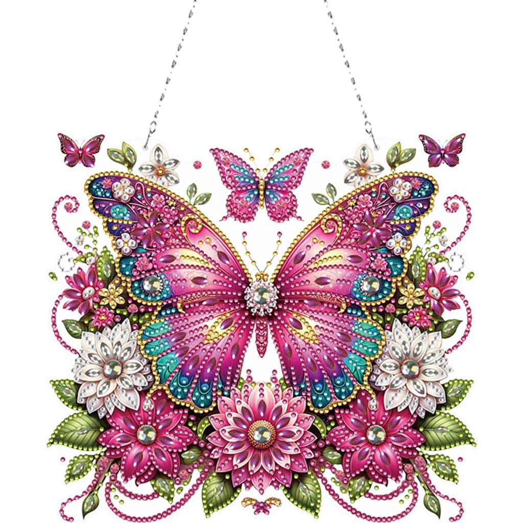 2D/Flat DIY Diamond Painting Set Diamond Painting Hanging Pendant Rhinestone Diamond Art Window Pendants for Garden Window Decor