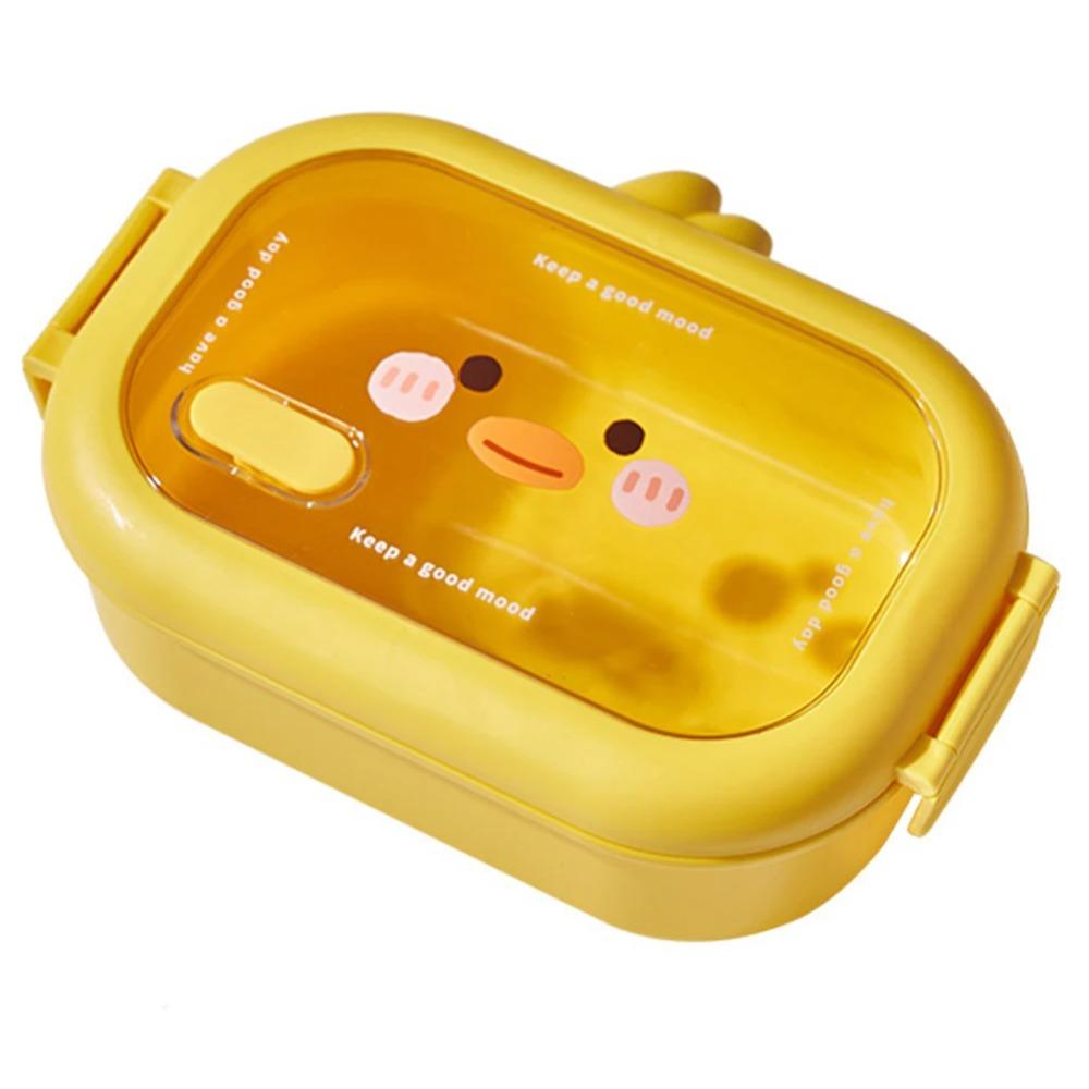 Stainless Steel Lunch Container 2 Compartments Food Storage Box Heatable Duckling Lunch Box  Girls