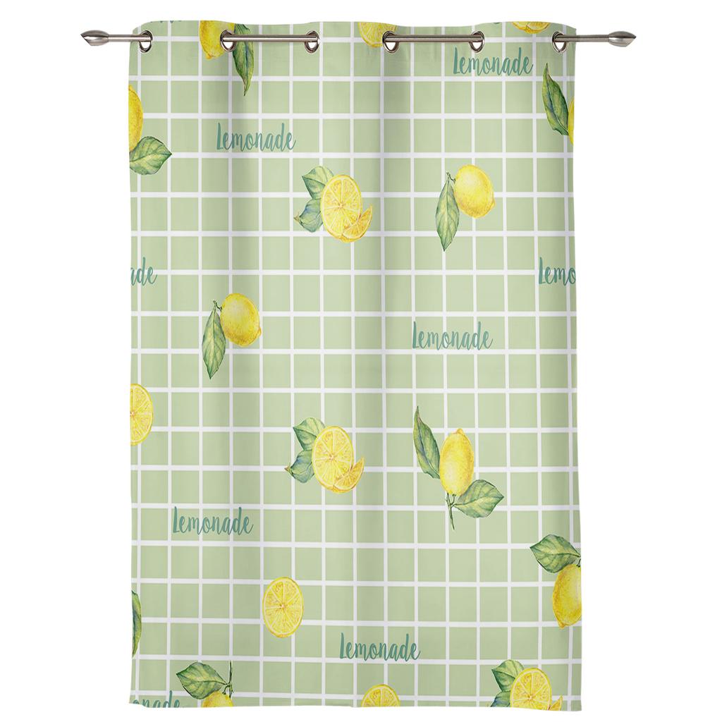 Kostkované písmena Citronové listy Okenní závěs Obývací pokoj Luxusní volánový závěs pro ložnici Domácí kuchyň Dekor Závěs