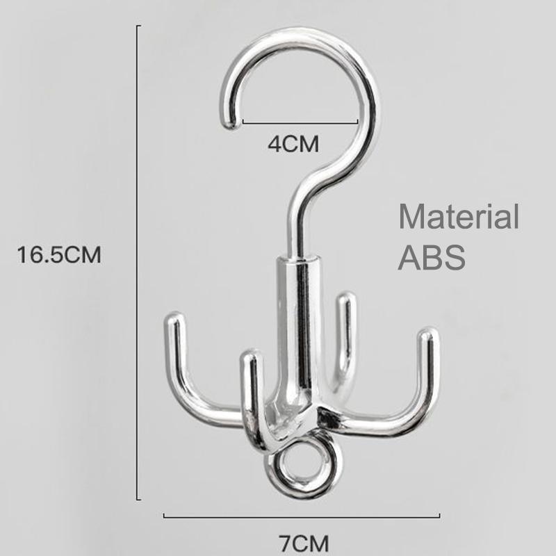Waterproof 360° Rotating Clothes Hook Punch Free 4-Claw Adhesive Hanger for Shower Bathroom Kitchen Wall