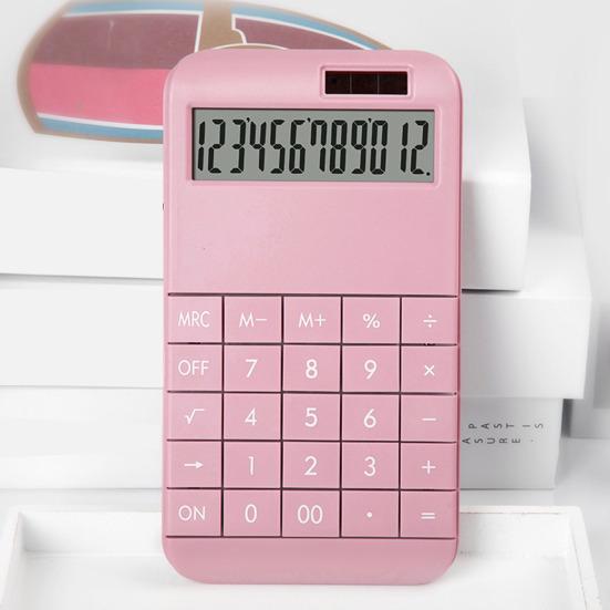 12-Digit Desktop Calculator with Removable Keycaps Solar Battery Dual Power Supply Modern
