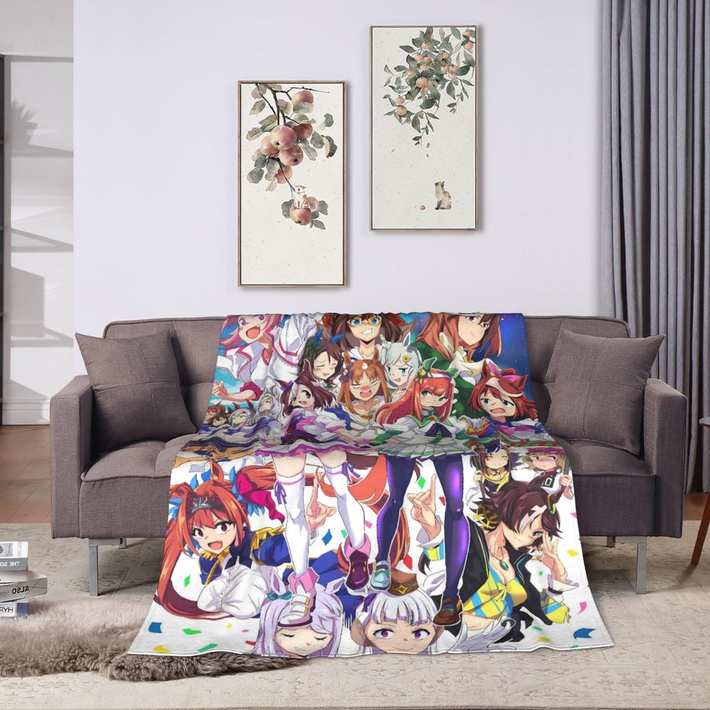 Uma Musume Pretty Derby Anime Blankets Super Warm Funny Plush Throw Blanket For Living Room Flannel Bedspread Bed Cover