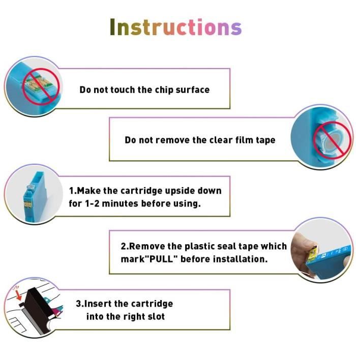 Compatible Ink Cartridges - UNIPLUS - 502XL - 5 Pieces - Black, Cyan, Magenta, Yellow - Epson XP-5100/XP-5105