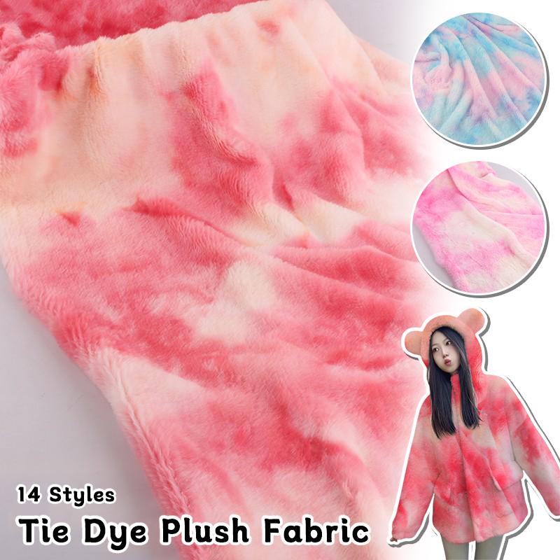 50x160cm Tie Dye Faux Rabbit Plush Fur Fabric Gradient Smooth Soft Rainbow Cloth For Diy Sewing Garments Dolls Clothes Hat Scarf