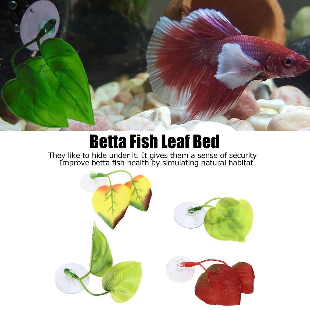 4PCS Set Realistic Betta Fish Leaf Lightweight Betta Fish Leaf Bed  Fish Tank Decor