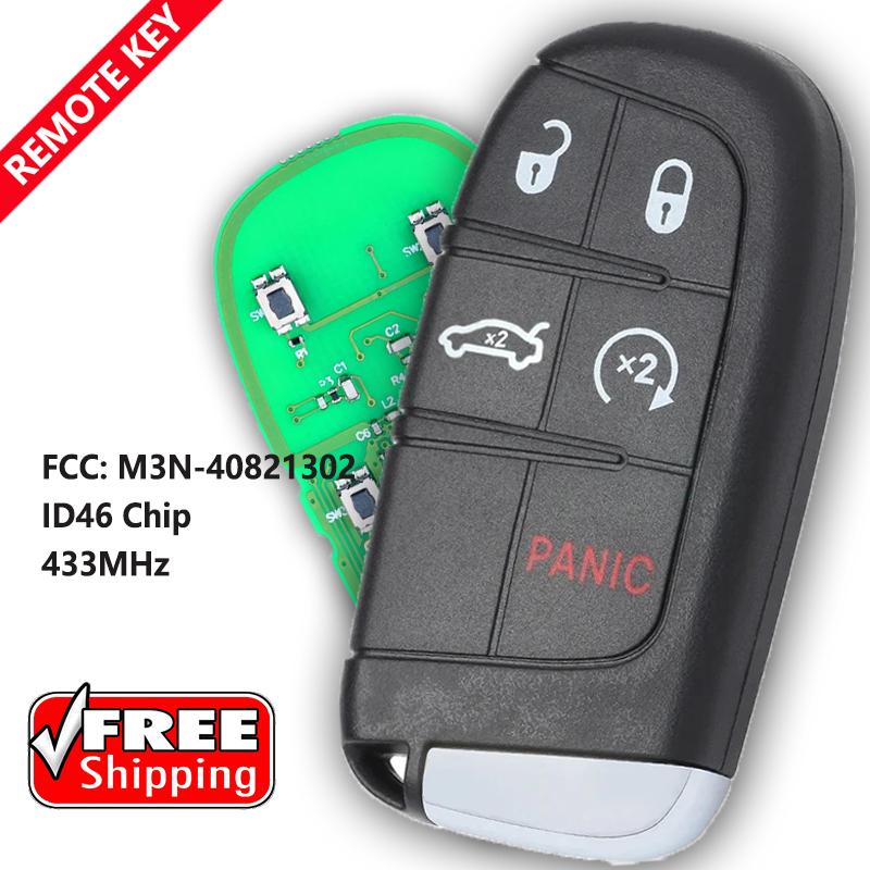 DIYKEY red 433MHz ID46 M3N-40821302 Smart Remote Car Key Fob for Chrysler 300C Dodge Charger Journey Challenge Dart Durango