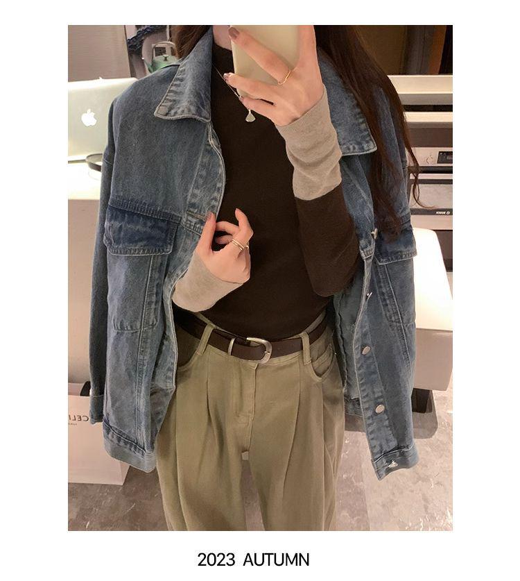 Korean Color Block Slim Fit Women's Knitwear - Autumn/Winter Long Sleeve Semi-High Neck Sweater