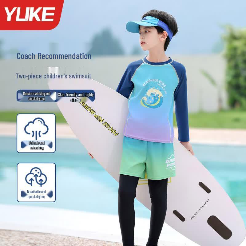 Yuke Boys  Long Sleeve Rash Guard Swimsuit Set 160
