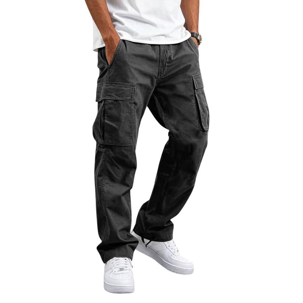 Men's Casual Cargo Pants Loose Fit Straight Leg Multi-Pocket