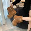 Fashion Women's Chunky Motorcycle Boots Autumn Suede Leather Hidden Heels Sneakers Winter Punk Boots 6.5cm Heels Platform Ankle Boots