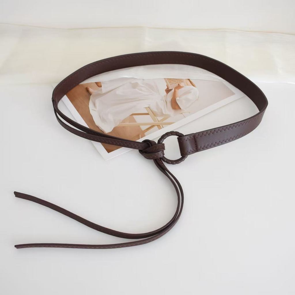 

Classic American Vintage Round Tie Waist Belt With Geometric Design For Casual Wear коричневий