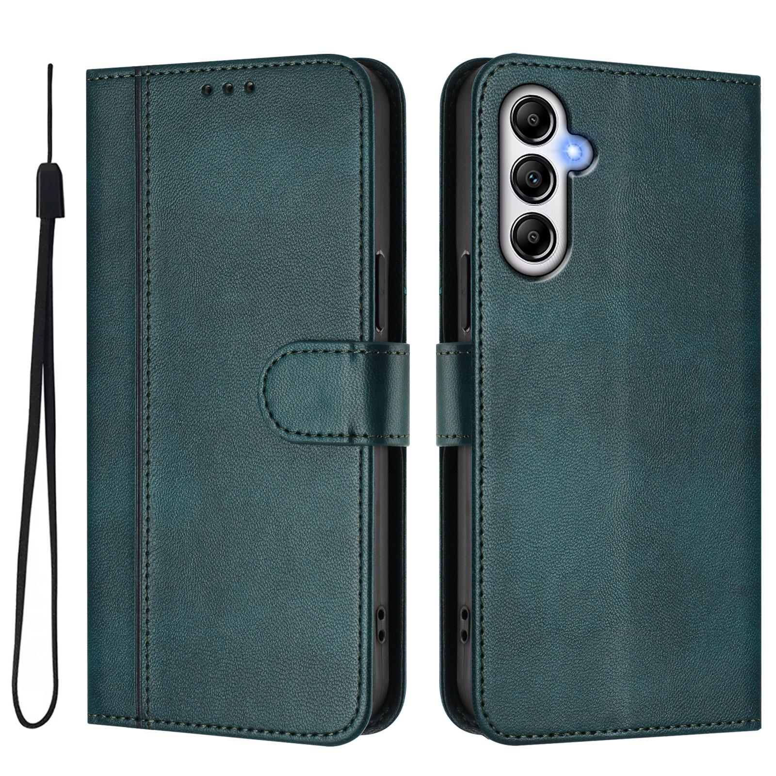 

For Samsung Galaxy A34 5G Cases Wallet Stand Retro Texture Leather Phone Cover with Lanyard Dark Green