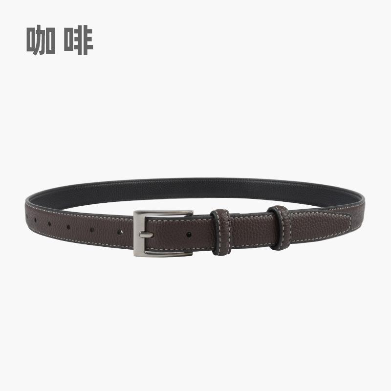 The First Layer Of Cowhide Lychee Pattern Genuine Leather Women'S Belt Retro Belt With Jeans Casual Pants Width 2.3Cm Pin Buckle