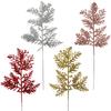 (10pcs/lot) Artificial Plants Pine Branches Christmas Tree Decoration Gold Glittering Sequin Material Home Decor Accessories