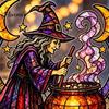 Decorative Glass Mirror Stickers Halloween Witch And Medicine Cauldron Window Sticker, Stained Effect PVC Decal Clings for Doors Mirrors, Removable
